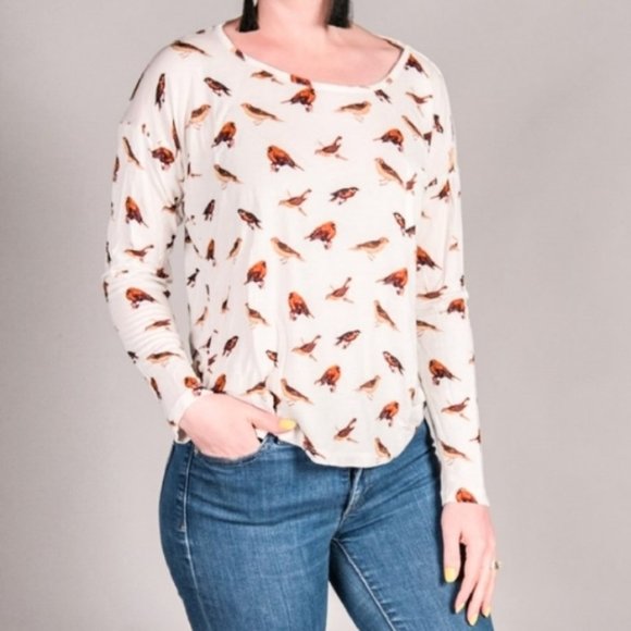Bird All Over Patterned Long Sleeve Shirt - Picture 7 of 8